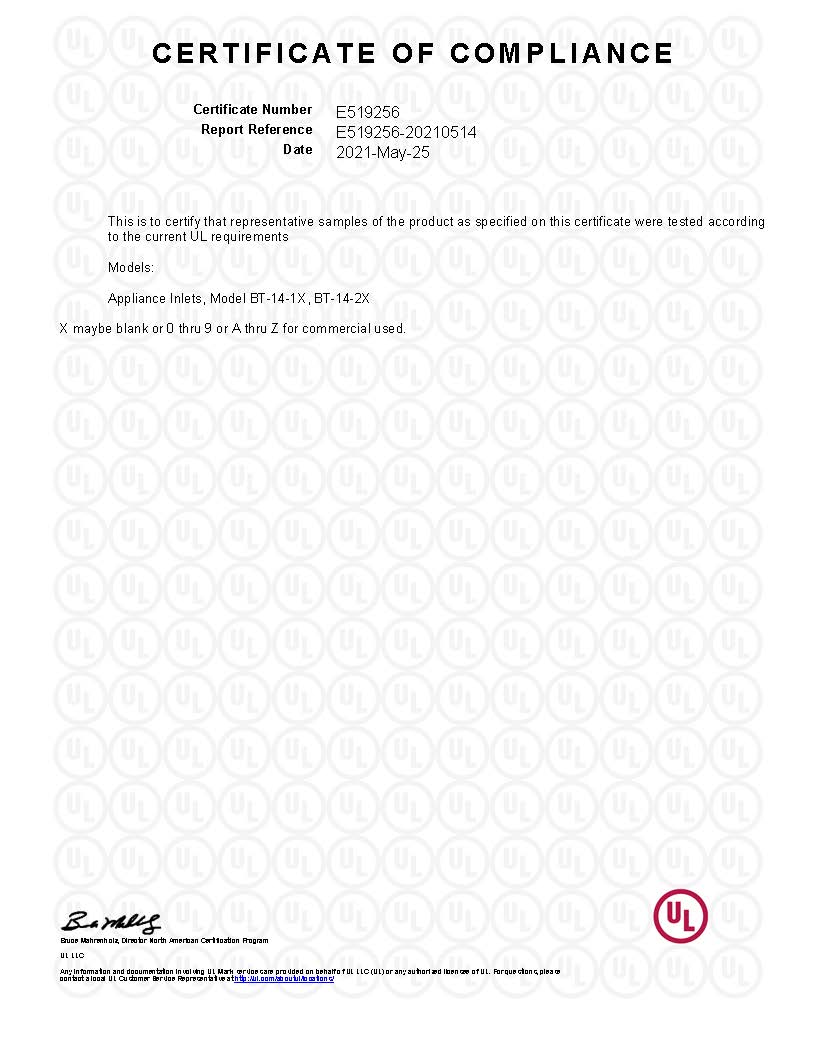 BT-14係（xì）列 UL證書